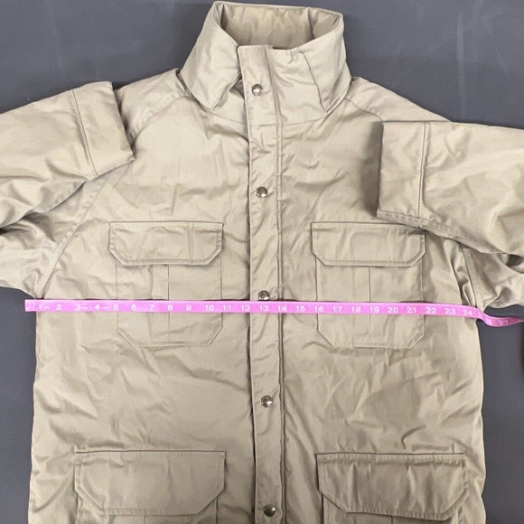 Vintage Woolrich Jacket Mens Large Long Beige Puffer Lined Parka Made in USA FS - Picture 7 of 10